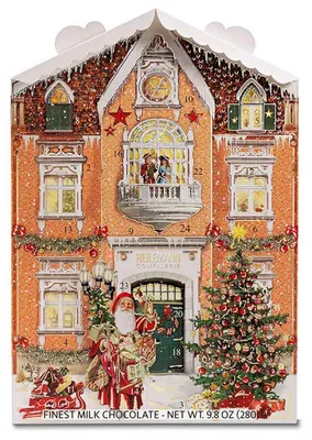 Produktbild von Adventskalender Weihnachtshaus mit Hohlfiguren aus feinster Edelvollmilch Schokolade, 280g