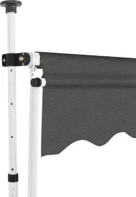 Close-up of a retractable awning mechanism and fabric.
