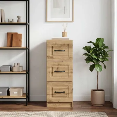 Image de Meuble de rangement (ou commode) de 33 x 34,5 x 87 cm en bois de chêne vieilli