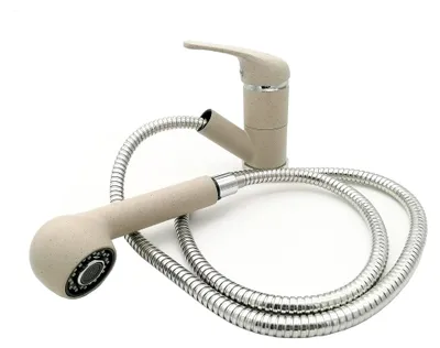 Produktbild von Beige ausziehbare Granit Küchenarmatur mit herausziehbarer Geschirrbrause