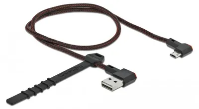 Obrázek produktu pro DeLOCK Kabel EASY-USB 2.0 Typ-A samec na EASY-USB Typ Micro-B samec pravoúhlý levý/pravý 0,5 m černý, 0,5 m, USB A, Micro-USB B, USB 2.0, Černá