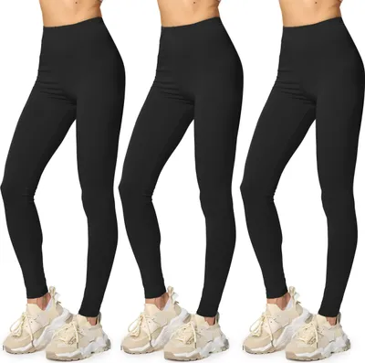 Produktbild von Merry Style Damen Lange Leggings aus Baumwolle (Schwarz/Schwarz/Schwarz, XL) MS10-198