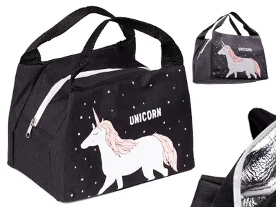 Produktbild von KIK KX5631 Detská termotaška na desiatu Unicorn čierna