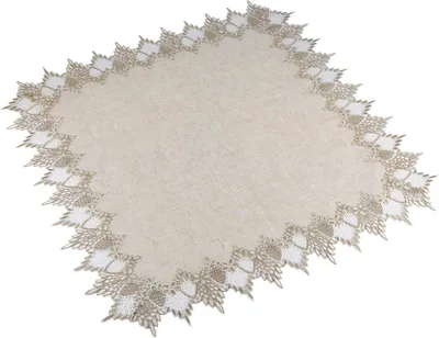 Produktbild von Quadratische Tischdecke aus Leinen mit Spitzenrand, 70 x 70 cm, Tischdekoration für Esszimmer und Küche