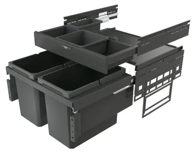 Zdjęcie produktu dla NABER 8013373 Kosz na śmieci 44 (2x22) litry Cox® Base 360 S/600-2 z podstawą, antracyt, wys. 460 mm