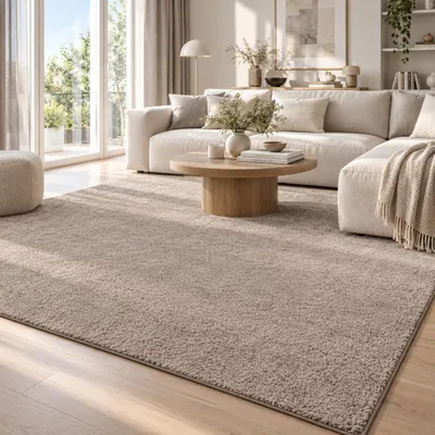 Produktbild von Hochflor Velours Teppich Mona Taupe, Größe:200x300 cm