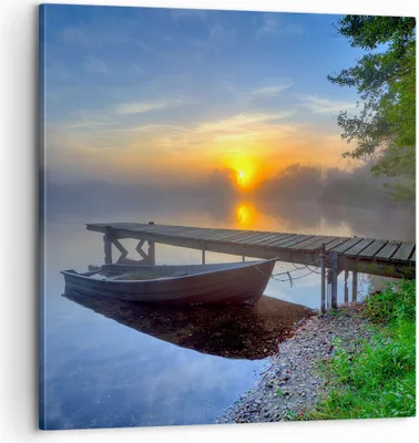Produktbild von Bild auf Leinwand - Leinwandbild - Landschaft Meer Sommer Sonne - 60x60cm - Wand Bild - Wanddeko - Leinwanddruck - Bilder - Kunstdruck - Wanddekoration - Leinwand bilder - Wandkunst - AC60x60-2226