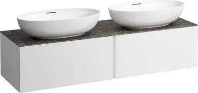 Produktbild von LAUFEN ILBAGNOALESSI Schubladenelement, 1 Hahnloch, Steinplatte Marrone Naturale, Ausschnitt rechts/links, 160x50x37cm, 2 Schubladen, H4323570972601