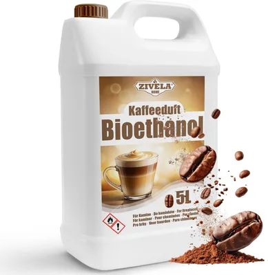 Produktbild von Bioethanol 96,6% 5L |  Alkohol Kaffeeduft 96,6% 5L | Bioethanol für Kamin, Tischkamin, Bioethanol Kamin | Bioethanol Kaffeeduft | Saubere Verbrennung, ohne Rauch, lebendige und stabile Flamme