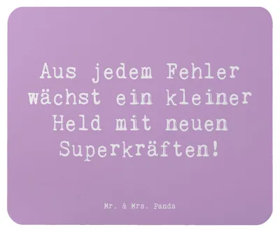 Produktbild von Mr. & Mrs. Panda Mauspad Spruch Fehler machen lernen - Lavendeltraum - Geschenk, mousematte, Unterstützung, Trost, Chancen, Zuversicht, laptop mousepad, Mouse Pad, daraus