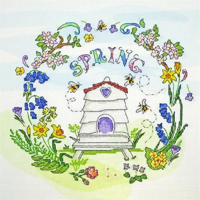 Produktbild von Bothy Threads Kreuzstich-Set „Frühling“, 24 x 24 cm, xal3, Zählmuster