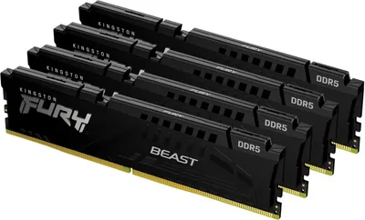 Immagine prodotto di Kingston FURY Beast - DDR5 - Kit - 64 GB: 4 x 16 GB - DIMM 288-PIN - 5200 MHz / PC5-41600 - CL40 - 1,25 V - ungepuffert - on-die ECC - Schwarz