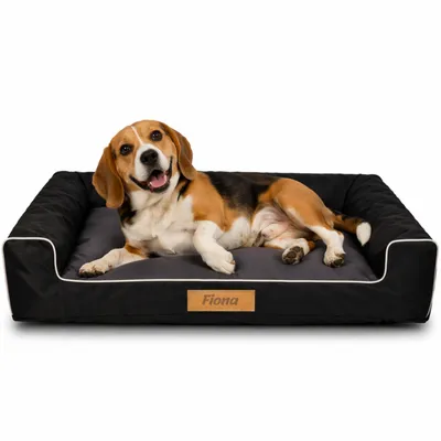Produktbild von Großes Hundebett Hundesofa Hundekissen Hundekörbchen  Waschbar - Farbe Schwarz - Hundematte Größe L - 83x50 cm