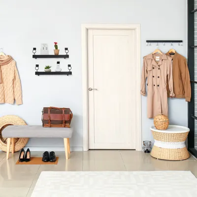 Produktbild von Relaxdays Wandregal, 2er Set, HxBxT: 13 x 48 x 12 cm, Wandablage Flur, hängend, Regalbrett Deko, MDF & Metall, schwarz
