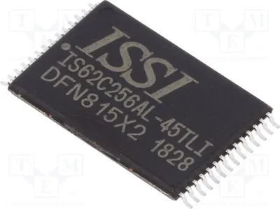 Immagine prodotto di 1 modulo di memoria SRAM, 5V, 45ns, 32kx8 bit, interfaccia parallela, package TSOP28, temperatura di esercizio -40÷85°C, modello IS62C256AL-45TLI