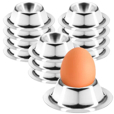 Eierbecher aus Edelstahl, 12 Stück, wärmeisolierend, stapelbar