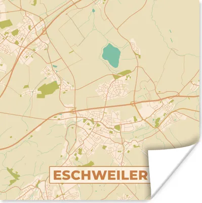 Produktbild von MuchoWow® Poster Jahrgang - Eschweiler - Karte - Stadtplan 50x50 cm - Wohnzimmerdekoration
