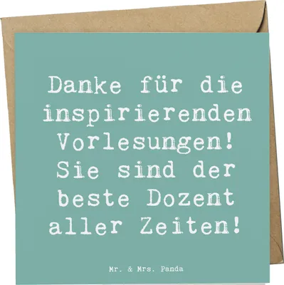Produktbild von Mr. & Mrs. Panda Glückwunschkarte Spruch Bester Dozent - Meeresbrise - Geschenk, Grußkarte, Dank, doppelkarte, Danke sagen, Jubiläum, Bedanken, anlasskarte, Dankeschön
