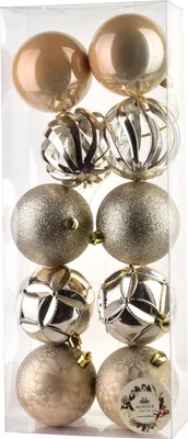 Imagen del producto de Juego de adornos navideños en forma de esfera, plástico SANTA, color lila, diámetro 7,5 cm, color champán, 10 unidades