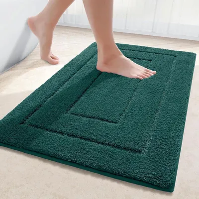 Productafbeelding van Microvezel badmat, 60 x 90 cm, zacht en absorberend, donkergroen