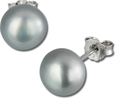 Produktbild von SilberDream Ohrstecker für Damen 925 Silber grau Perle Ohrringe 8,5mm SDO128K