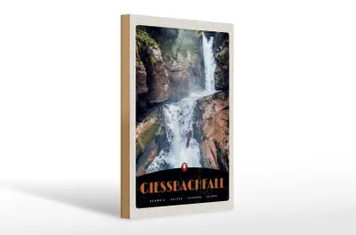 Produktbild von Holzschild Reise 20x30cm Giessbachfall Schweiz Wasserfall