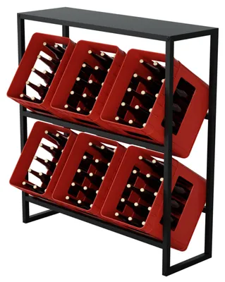 Produktbild von HAGO24 Getränkekistenregal 6 Kisten Ablagefach Stahlregal Flaschenkastenregal Lagerregal Kellerregal Anthrazit Stapelregal Metallregal 104x32x82