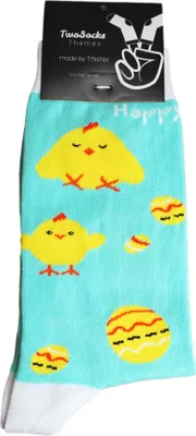 Produktbild von TwoSocks Ostern Socken Gute Laune Socken mit Küken Motiv für Damen & Herren Baumwolle, Einheitsgröße Ostern Geschenke