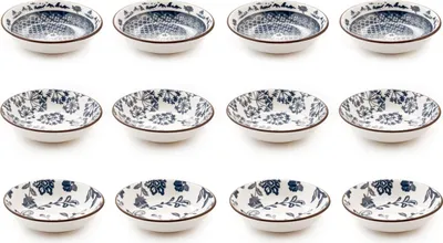 Produktbild von H&H Set mit 12 Schalen aus Seidenporzellan, 10 x 2,5 cm