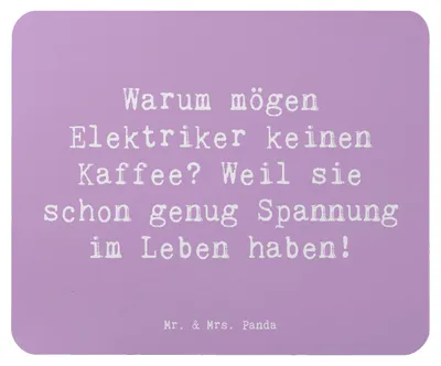 Produktbild von Mr. & Mrs. Panda Mousepad Spruch Elektriker Witz - Lavendeltraum - Geschenk, Beruf, mousematte, laptop mauspad, Geschenke mit Herz, Mouse Pad, elektrische Anlagen, Humor