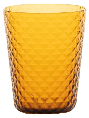Produktbild von Zafferano Isolano 6er-Set Trinkgläser aus bernsteinfarbenem, mundgeblasenem Glas, handgefertigt mit Diamant-Textur, ideal für jeden Esstisch.