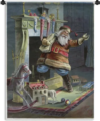Produktbild von MuchoWow® Wandteppich Wandbehang Retro-Weihnachtsmann - Weihnachten 60x80 cm Tapisserie Dekoration Wandtuch - Decke - Wandtücher - Wohne