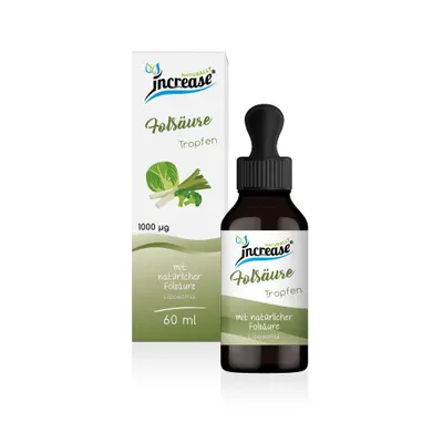 Produktbild von Liposomale Folsäure Tropfen hochdosiert - (30.000µg Folsäure pro Packung) 1000µg Folsäure (Vitamin B9) pro Tagesdosis - MCT Öl - Hohe Bioverfügbarkeit