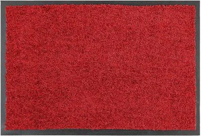 Produktbild von Unyqoos® Rote Schmutzfangmatte 40 x 60 cm – waschbar 30°C, 100% Polyamid, rutschfeste Vinyl-Rückseite, saugfähig 2 l/m², für Innenbereich und Fußbodenheizung