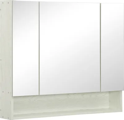 Produktbild von kleankin 4-teiliger Spiegelschrank mit verstellbaren Ablagen, Badezimmerspiegel aus Holz und Glas, 90x15x75 cm, weiß