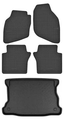 Productafbeelding van Rubberen automatten + kofferbakmat voor Honda Jazz II 2002-2008 (hatchback) – 5-delig, zwart, op maat – Wielganizator