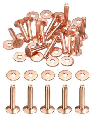15 Kupfernieten mit Zahnscheiben, 9 x 3,3 x 17 mm, für Lederhandwerk