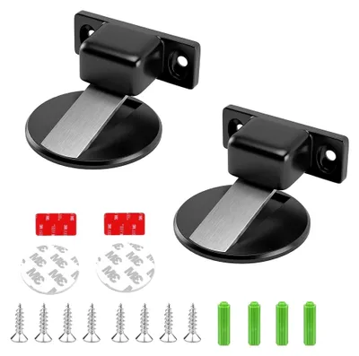 Produktbild von Magnetischer Türstopper für den Boden, 2 Stück, unsichtbar, selbstklebend, Metall (Schwarz)