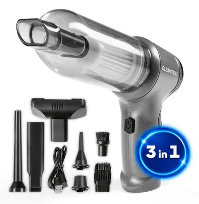 Produktbild von CLEANmaxx 3in1 Akku Handstaubsauger - mit Saug-, Gebläse- und Vakuumierfunktion, Reinigungsgerät, Reinigungshilfe, Putzen für Bodenpflege und Haushalt