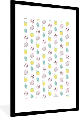Produktbild von MuchoWow® MuchoWow® Gerahmtes Poster Sommer - Pastell - Muster 60x90 cm - Poster mit zchwarzem Bilderrahmen - Dekoration - Wandposter Wohnzimmer - Hochwertig