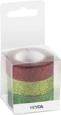Image de Rubans pailletés verts et rouges, lot de 3 - Heyda