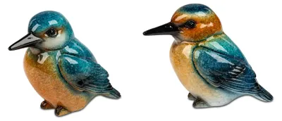 Produktbild von 2er Set Dekofiguren Eisvogel, Kolibri sitzend 10cm blau orange Formano