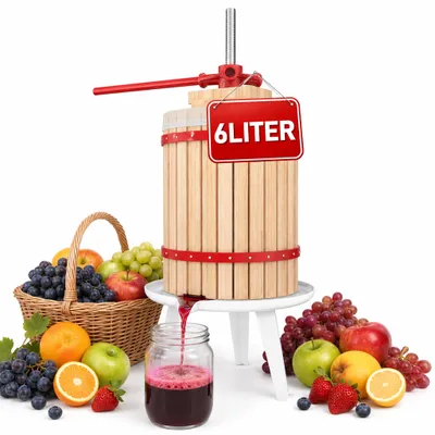 Produktbild von NAIZY 6L Frucht‑ und Saftpresse, einfache manuelle Spindelpresse, inkl. Presstuch, für Einsteiger, Familien & Gartennutzer