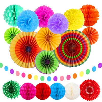 Papierfächer-Deko-Set, 20-tlg., bunt, für Hochzeit & Karneval