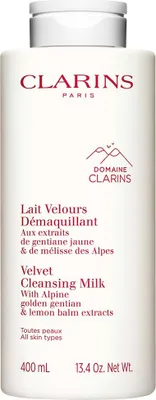 Produktbild von Clarins Lait Démaquillant Velours Aux, Reinigungsmilch, Frauen, Jeder Hauttyp, Reinigend, Flasche, AQUA/WATER/EAU. DICAPRYLYL CARBONATE. CAPRYLIC/CAPRIC TRIGLYCERIDE. GLYCERIN. PROPANEDIOL. C14-22...