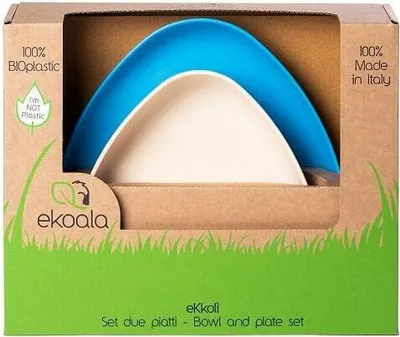 Obrázek produktu pro Sada 2 talířů, eKoala, BIOplast, Bílá/Modrá