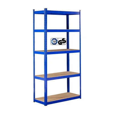Produktbild von AREBOS regály pro vysoké zatížení 180x90x40 cm 875kg nosnost 0,63 mm 5 MDF desek Regály Skladovací regály Regály do sklepa Zásuvné regály Dílenské regály bez šroubů Modrá barva