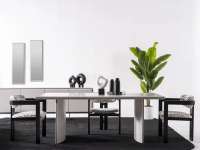 Produktbild von Elegantes Beiges 7-tlg. Esszimmer Set aus Holz mit modernen Design