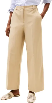 Obrázok produktu pre Tommy Hilfiger, dámske široké nohavice z látky, krátke, s odhalenými členkami, farba: béžová, veľkosť: 36W
