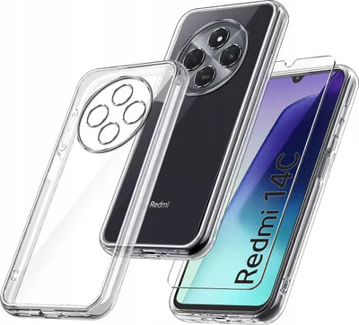 Zdjęcie produktu dla Etui do Xiaomi Redmi 14C WZMACNIANE 360° CLEAR + Szkło OCHRONNE 9H